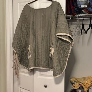 Rags to Raches Khaki Cape with Cream Trim